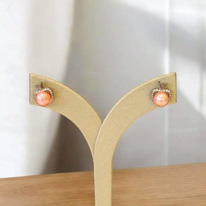 ต่างหูมุกน้ำจืด ตัวเรือนเงิน92.5