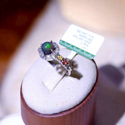 Black opal with silver92.5 setting