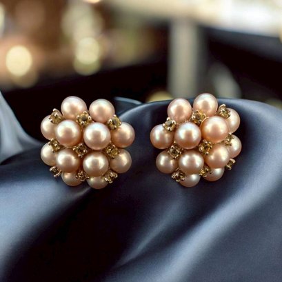 Fresh water pearl Earrings with silver92.5 setting