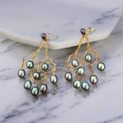 Fresh water pearl Earrings with silver92.5 setting