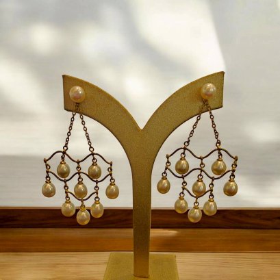 Fresh water pearl Earrings with silver92.5 setting