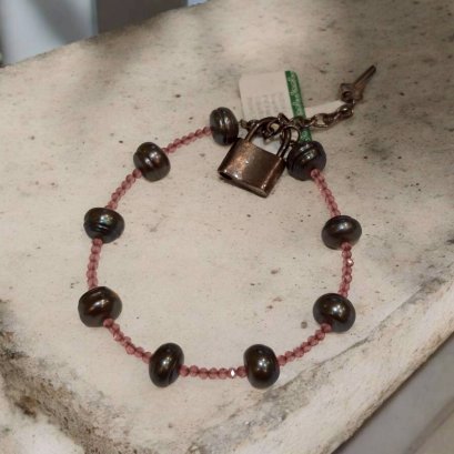 Freshwater pear Tourmaline Bracelet with silver92.5 setting