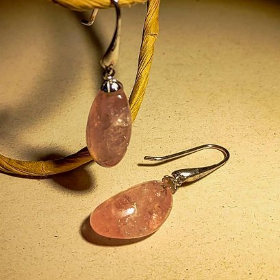 Earrings Rose Quartz Silver92.5 settings