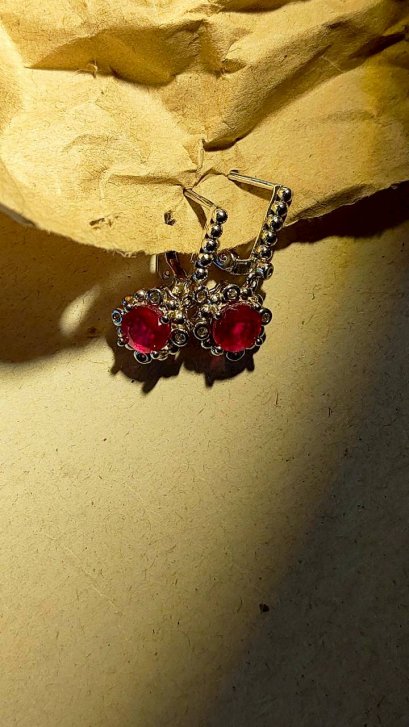 Earrings Ruby, Topaz with silver92.5