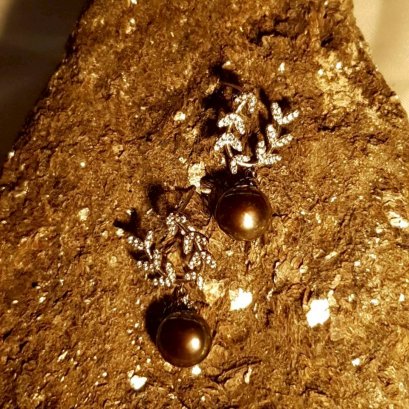 Freshwater BlackPearl Earrings with Silver92.5 Setting