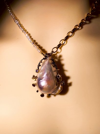 Freshwater pearl necklace with silver92.5 setting