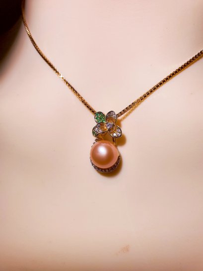 Freshwater pearl necklace with silver92.5 setting