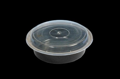 1544 กล่องกลม ฐานดำ ฝาขุ่น 550 ml@25