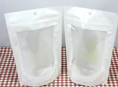 2305 Laminated Stand Bag: White Front with Window 16*23.5 cm@50