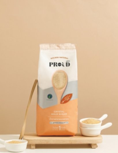 น้ำตาลทราย สีทอง ตรา Proud 1 KG