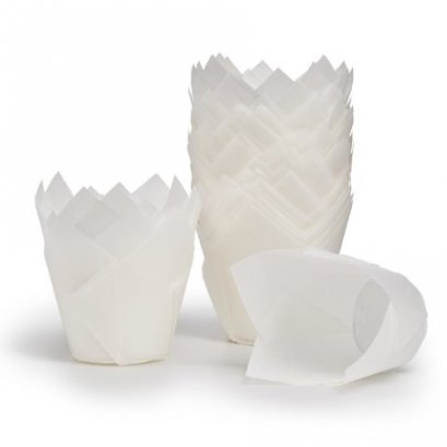 White Tulip Baking Cups 50x80(H) mm@100