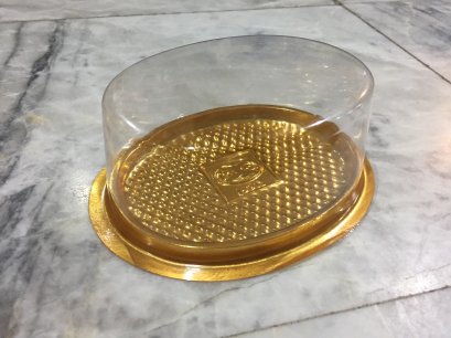 B042 Gold Plastic Cake Box DIA: 140x110x50 mm@50