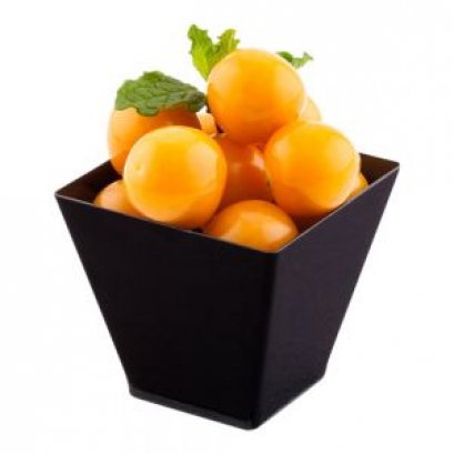 GD-6565-Black ถ้วยพลาสติก ทรงสี่เหลี่ยมคางหมู ดำ@25