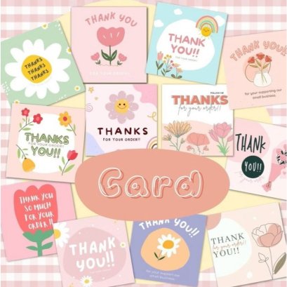 การ์ดกระดาษเคลือบ แทนคำขอบคุณ Thank You Card ขนาด6*6 ซม. 50 แผ่น/แพค (ไม่ใช่สติกเกอร์)