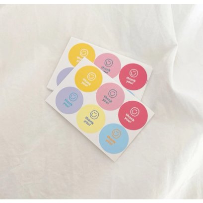 สติกเกอร์ขอบคุณ หน้ายิ้ม ไดคัท มี 2 แบบ Thank You Sticker มินิมอล สติ๊กเกอร์ สติกเกอร์ตกแต่ง ฉลาก DIY (6ดวง/แผ่น)