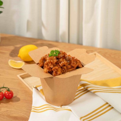 ถ้วยบะหมี่ กล่องหมี่ไก่ฉีก ถ้วยบะหมี่ เข้าไมโครเวฟได้ มีราคาส่ง สีคราฟ (1 แพค 25 ชิ้น)