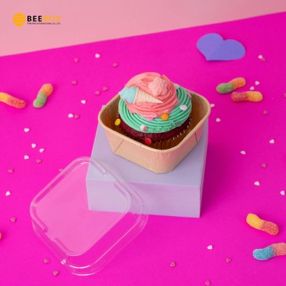 ถ้วยมัฟฟิน/ถ้วยคัพเค็ก Cupcake/Muffin Box (อบได้อุณหภูมิถึง 220 องศา) สีน้ำตาล