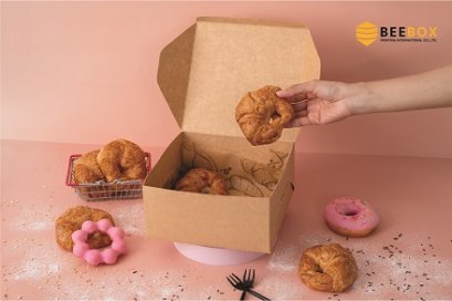 กล่องเค้ก 1 ปอนด์ฝาทึบสีน้ำตาล