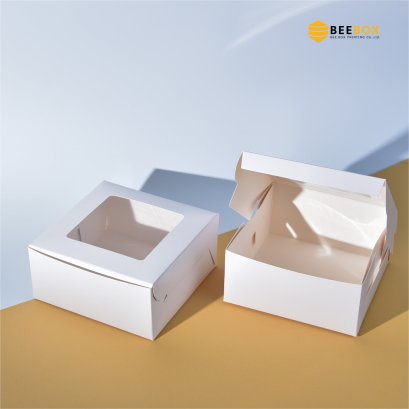 กล่องเค้กครึ่งปอนด์สีขาว