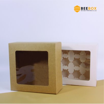 กล่องคัพเค้ก9หลุมสีน้ำตาล