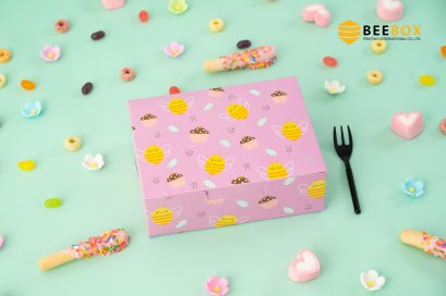 กล่องสแน็คบ็อกซ์ผืนผ้าผึ้งชมพู