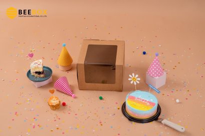 กล่องเค้ก 2 ปอนด์ทรงสูงสีนํ้าตาล