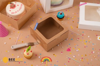 กล่องเค้ก 3 ปอนด์ทรงปกติสีนํ้าตาล