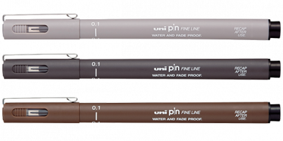 ปากกา Uni PIN-200 01 (สีเทาอ่อน/เทาเข้ม/ซีเปีย)