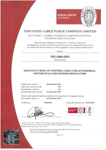 3rd Re-certificate of ISO14001:2015