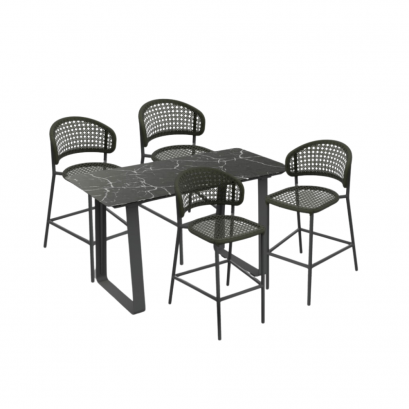 ELKO BAR TABLE WITH BUTTERFLY CHAIRS - CHARCOAL