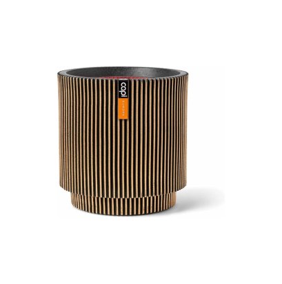 กระถาง Vase Cylinder Groove NL 36x38 - Black Gold