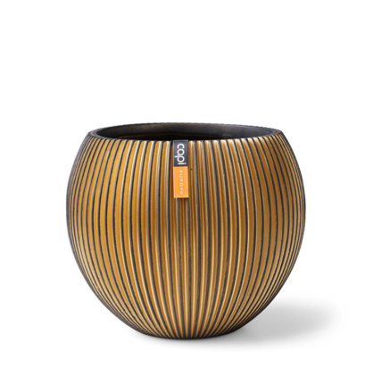 กระถาง GVGB 271 VASE BALL GROOVE - สีทองปัดดำ