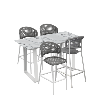 ELKO BAR TABLE WITH BUTTERFLY CHAIRS - WHITE