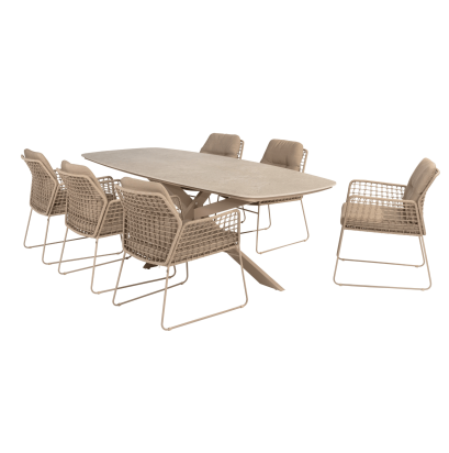 PRADO DINING TABLE WITH ALBANO CHAIRS - LATTE