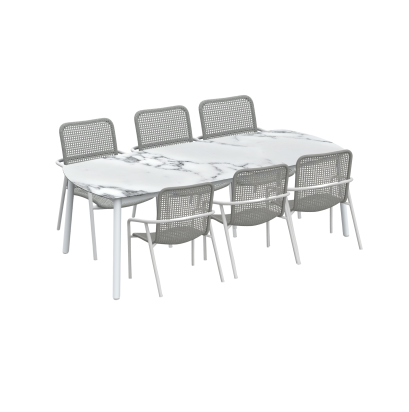 DURHAM DINING TABLE WITH DURHAM DINING CHAIR - WHITE