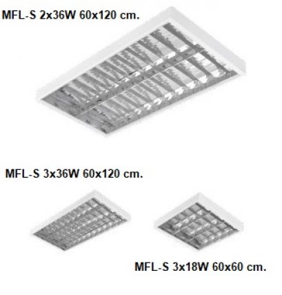 โคมไฟตะแกรงติดลอยชนิด Fluorescent Louver