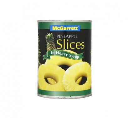 สับปะรดแว่นในน้ำเชื่อม ตรา แม็กกาแรต 567 กรัม MCGARRETT PINEAPPLE SLICES IN HEAVY SYRUP 567 g. (ยกลัง 24 ชิ้น)
