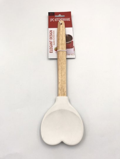 พายซิลิโคนด้ามไม้รูปหัวใจ