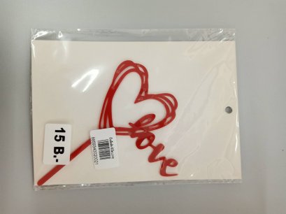 ป้ายปักเค้กหัวใจ Love