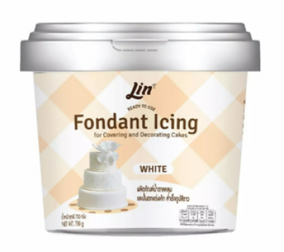น้ำตาลคลุมเค้ก สีขาว ลิน 750 กรัม (Lin Fondant Icing (White) 750 g.) (ยกลัง 12 แพ็ค)