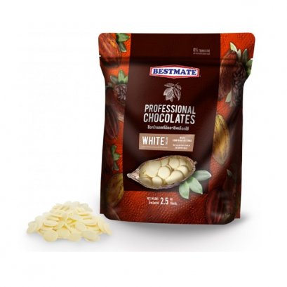 ไวท์ช็อกโกแลต คอมพาวด์ ชิพส์ (ชนิดกระดุม) ตรา เบสท์เมท 500กรัม BESTMATE WHITE CHOCOLATES COMPOUND CHIPS 500g. (ยกลัง 20 ชิ้น)