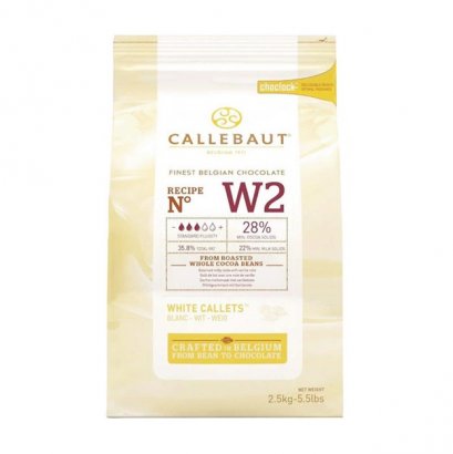 ไวท์ช็อกโกแลต คูเวอร์เจอร์ 28% ตรา คาลลีบาวท์ 2.5กก. CALLEBAUT WHITE CHOCOLATE COUVERTURE 28% 2.5kg. (ยกลัง 8 ชิ้น)