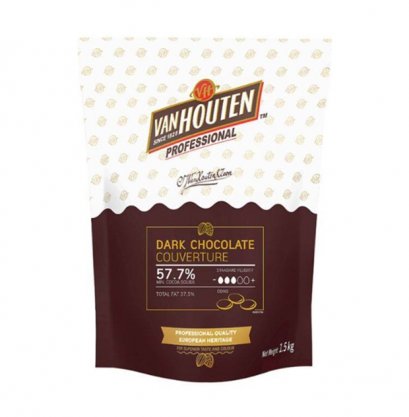 ดาร์กช็อกโกแลต คูเวอร์เจอร์ 57.7% ตรา แวน ฮูเต็น 1.5กก. VAN HOUTEN DARK CHOCOLATE COUVERTURE 57.7% 1.5kg. (ยกลัง 10 ชิ้น)