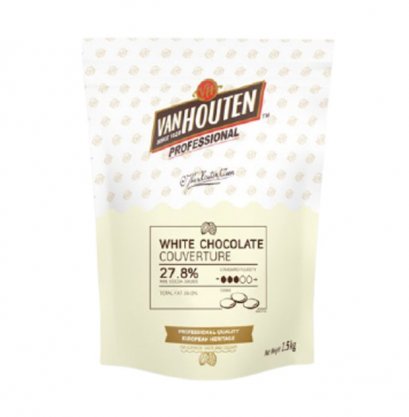 ไวท์ช็อกโกแลต คูเวอร์เจอร์ 27.8% ตรา แวน ฮูเต็น 1.5กก. VAN HOUTEN WHITE CHOCOLATE COUVERTURE 27.8% 1.5kg.