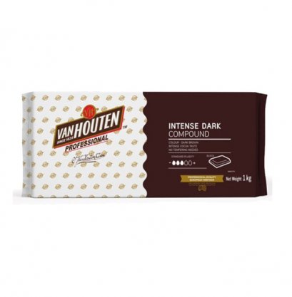 ดาร์กช็อกโกแลตเข้มข้น คอมพาวด์ แบบบล็อค ตรา แวน ฮูเต็น 1กก. VAN HOUTEN INTENSE DARK CHOCOLATE COMPOUND 1kg.
