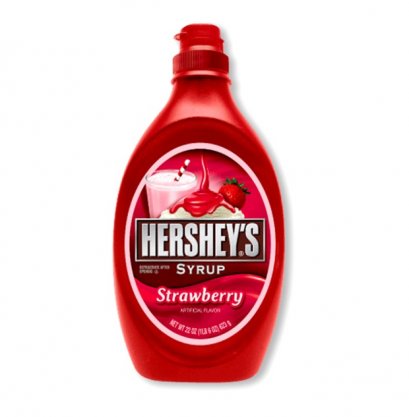 เฮอร์ชี่ ไซรัป สตอเบอร์รี่ 623กรัม HERSHEY&#039;S SYRUP STRAWBERRY FLAVOR 623g. (ยกลัง 12 ชิ้น)
