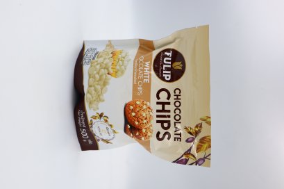 ไวท์ช็อกโกแลตชิพส์ ชนิดเม็ดกลาง ตรา ทิวลิป 550กรัม TULIP WHITE CHOCOLATE CHIPS (M) 550g.
