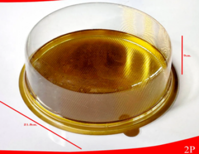 กล่องเค้ก 2P กลมทอง+ฝาใส (10ชิ้น/แพค)