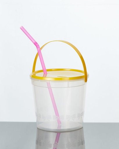 ถังกลมโบว์กลาง+ฝาปิด+หู 1000 มล. 20ชิ้น (ยกลัง 15 แพ็ค)