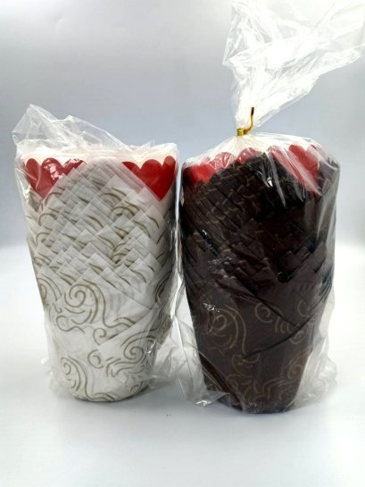 กระทงกระดาษทิวลิป ลายเมฆน้ำตาลทอง (50 ใบ/ เเพ็ค)